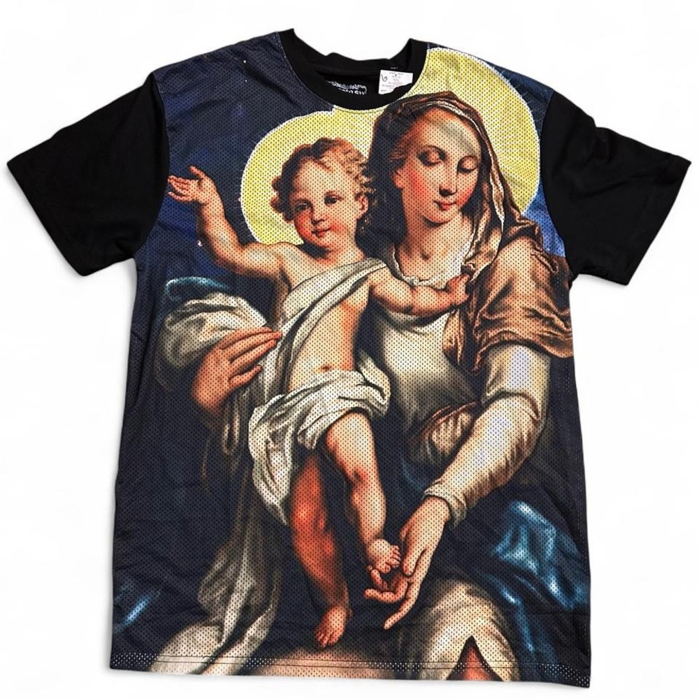 Vintage Y2K Religious Jesus and Mary Art Graphic T-Shirt Size Large